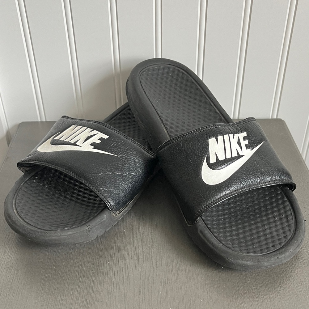 Nike Black and White Slide Sandals
